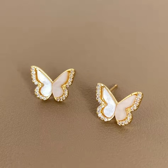 Ana Luisa Jewelry - “Flutter On” Minimalist 925 Sterling Silver Elegant Gold Butterfly Stud Earrings